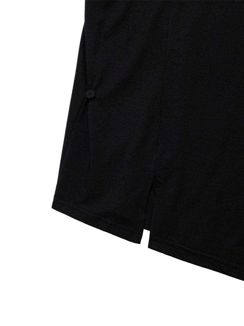UNBALANCE BUTTON SHOULDER TOP(BLACK)