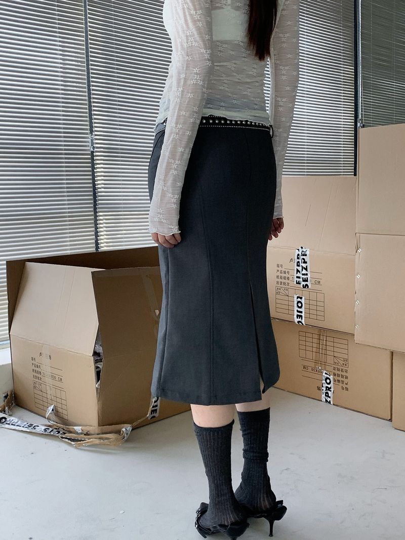 slit line midi skirt