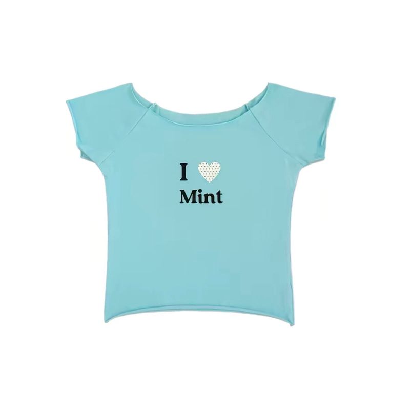 Mint  Blue Crop Tee