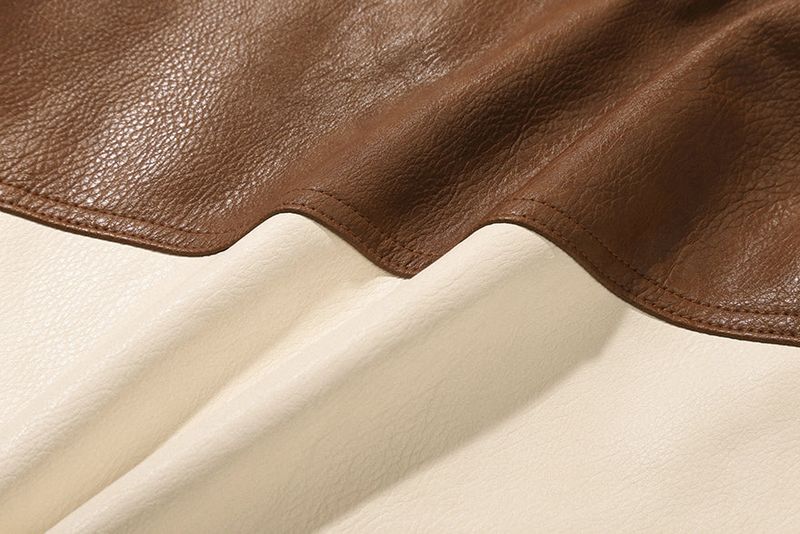 VEGAN LEATHER VARSITY JACKET_BROWN