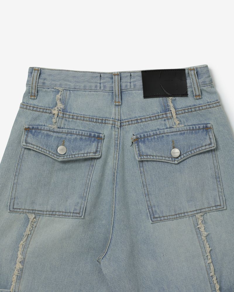 Diagonal fringe denim [ light blue ]