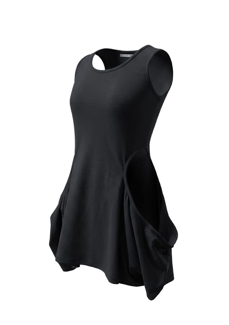 OPEN SLIT SLEEVELESS . BLACK