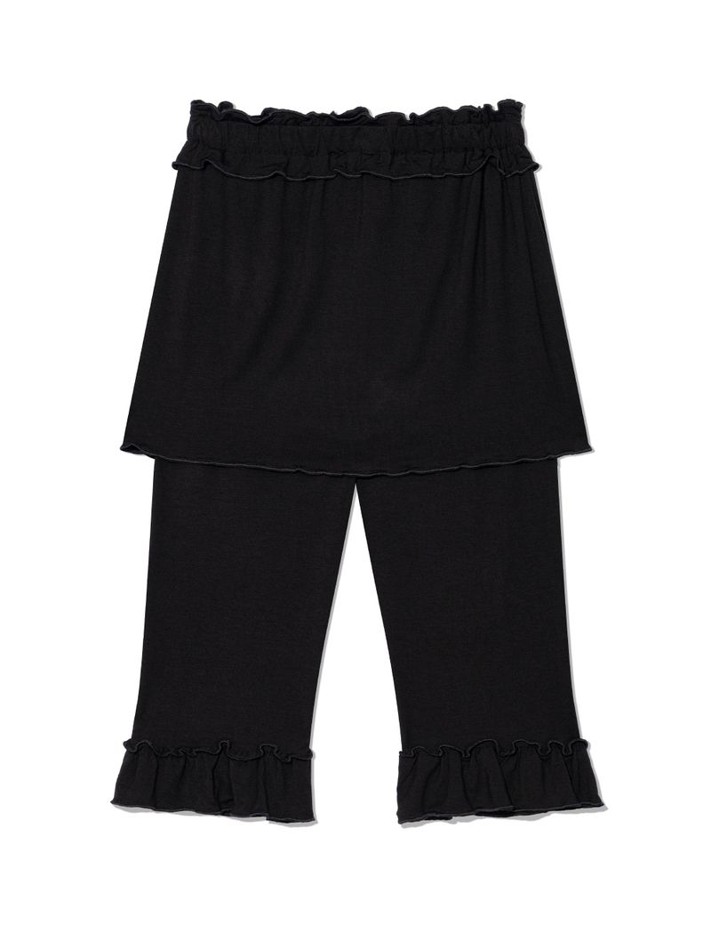 FRILL CAPRI SKIRT PANTS(BLACK)