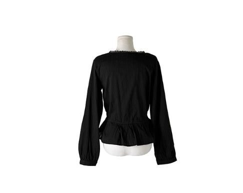 Ash Lace Waist Ribbon Strap Blouse