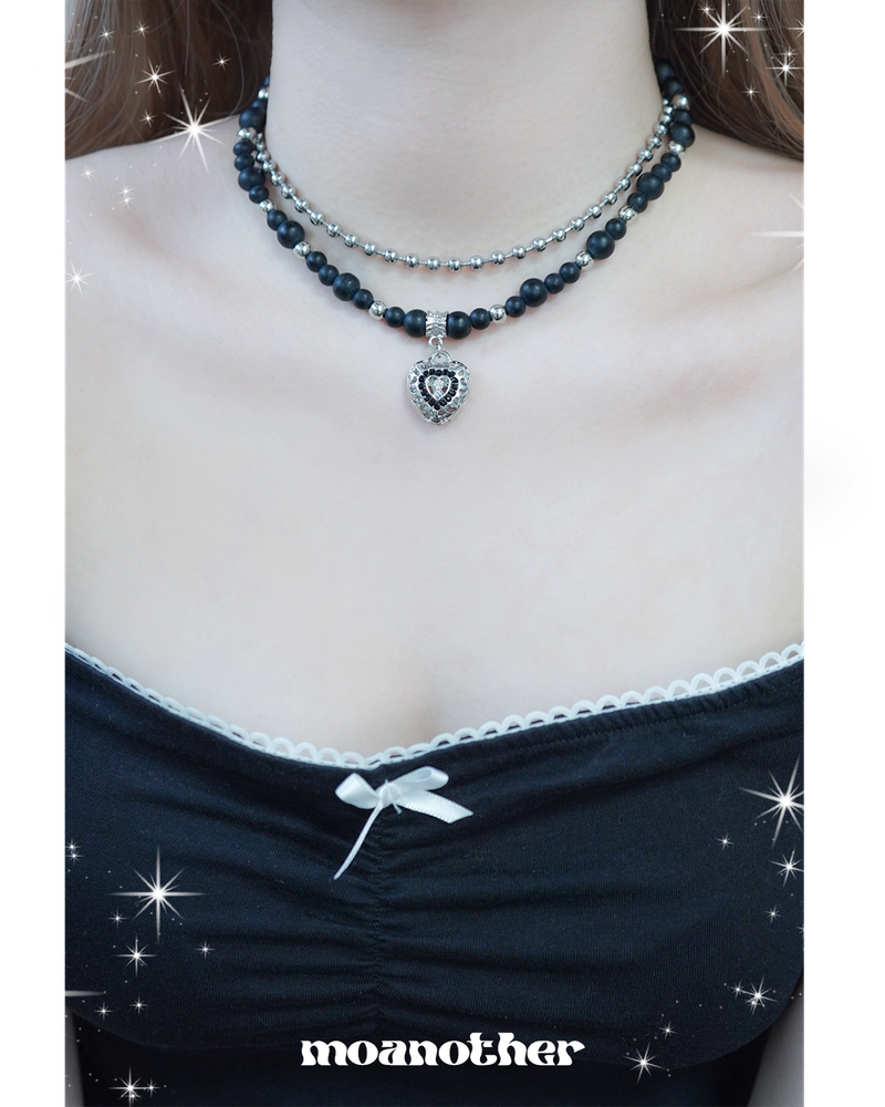 Black Heart Beads Necklace