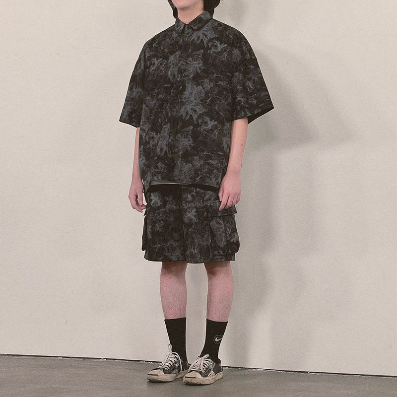 tie-dye half sleeve shirt_black