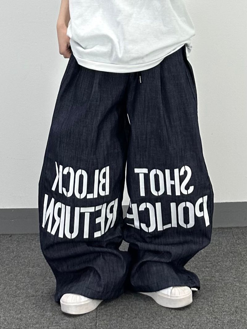 return non-faded denim pants