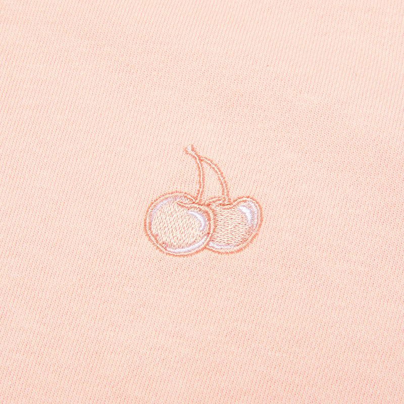 SMALL CHERRY ROUND NECK DRESS [SALMON]