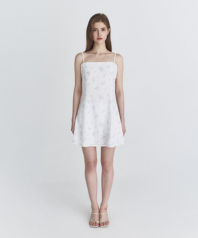 Floral flare dress (White)