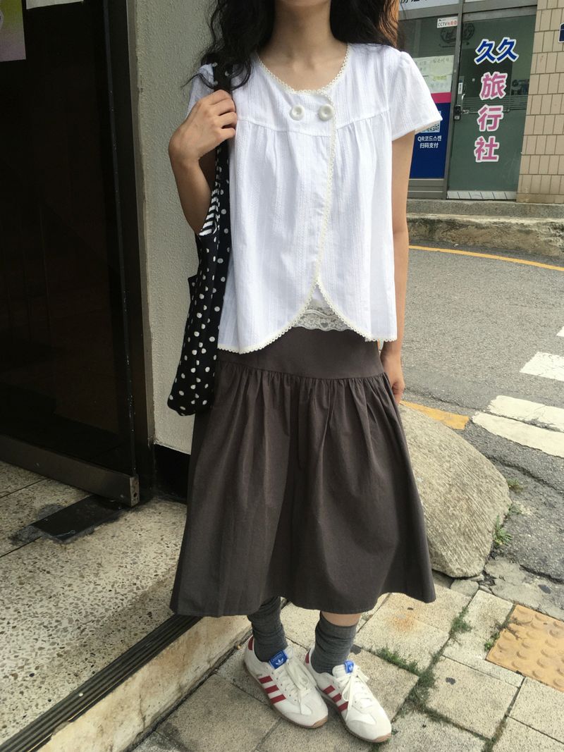 Button Midi Skirt