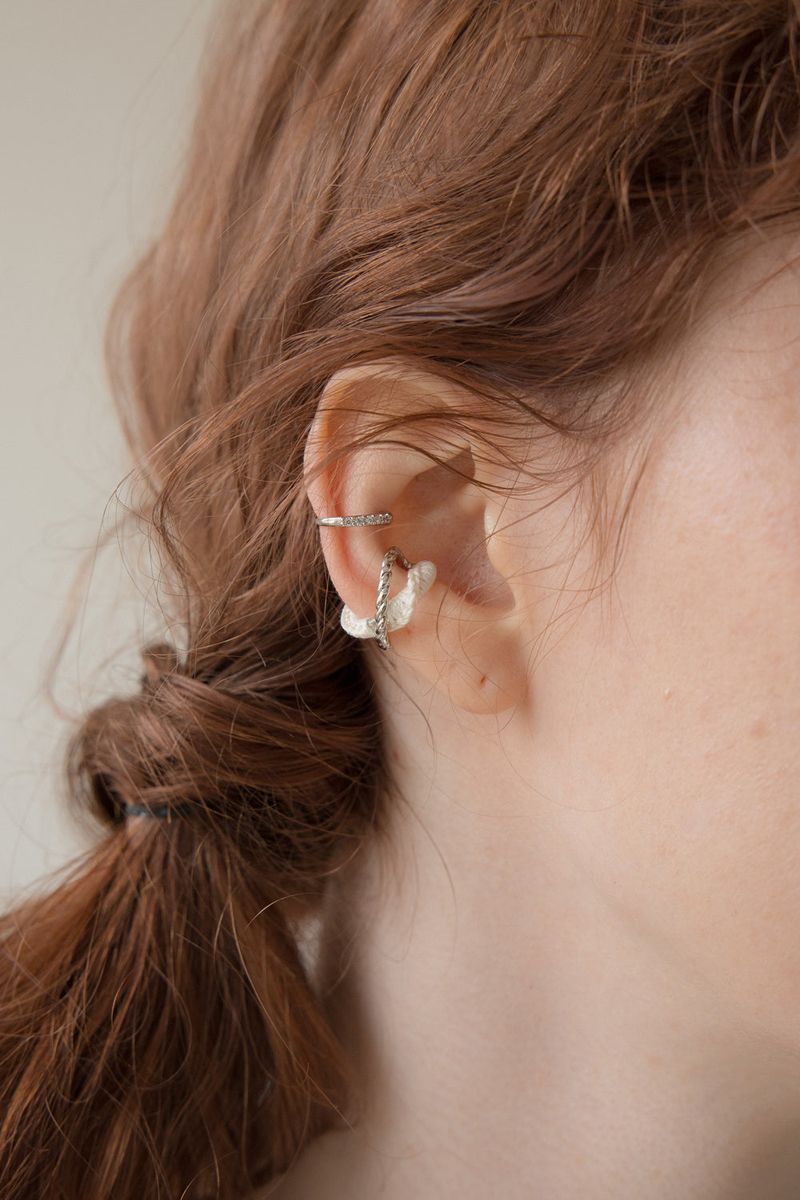[2set] Knitted cross 'silver' earcuff (4colors)