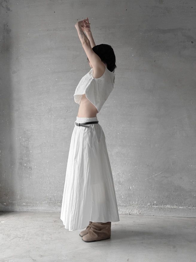 Cloud Nylon Belted Skirt