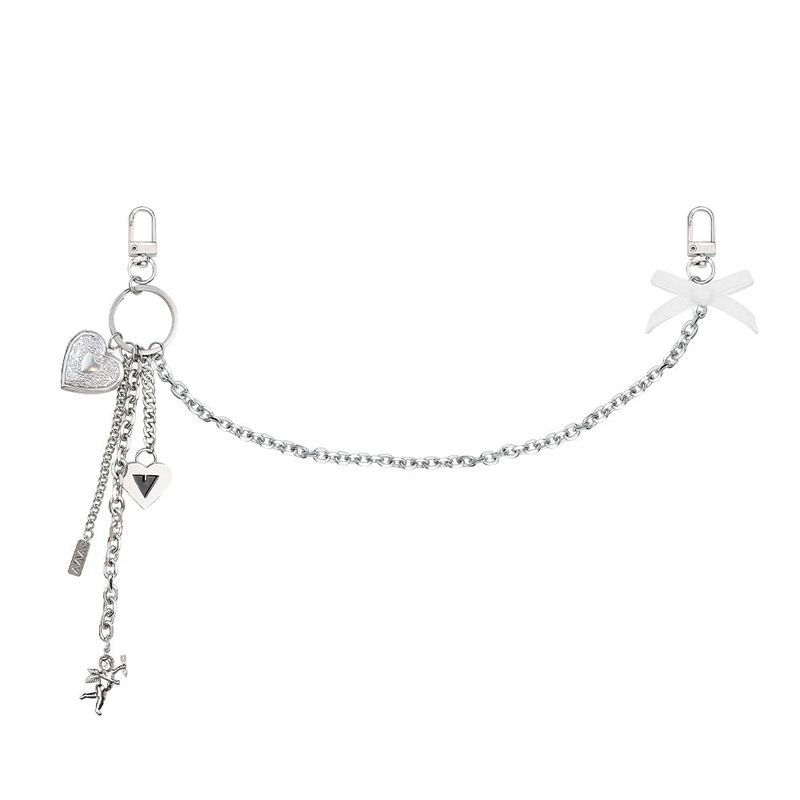 Heart Ribbon Angel Chain Strap Keyring