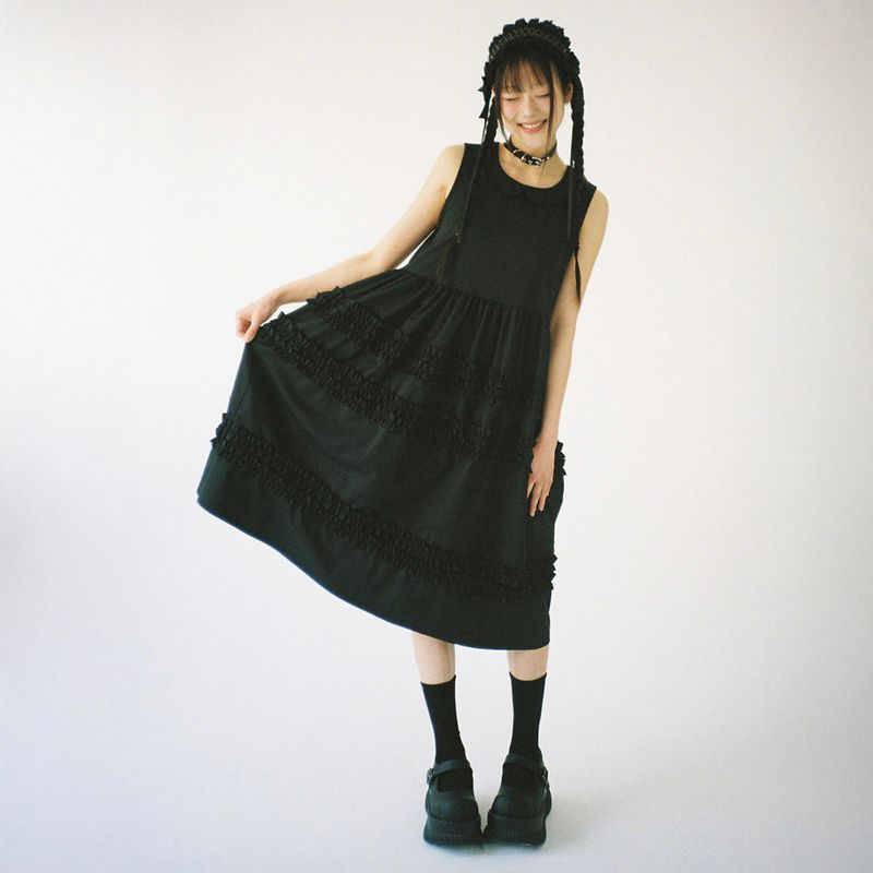 CLUT STUDIO（クラットスタジオ）の「Doll Collar Frill Dress - Black（Dresses）」