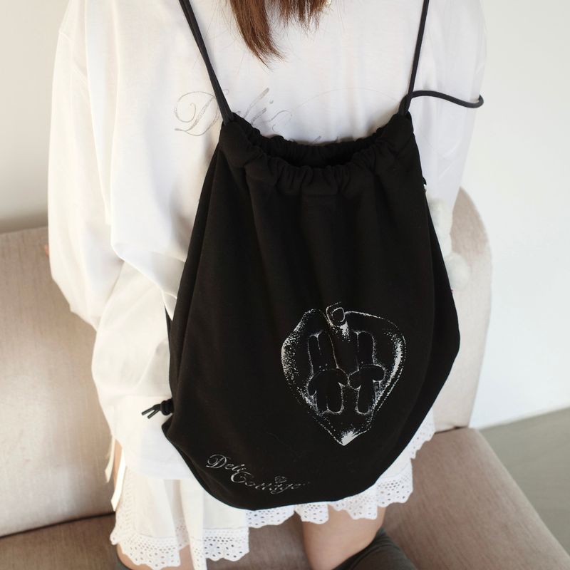 Deli rabbit string bag (black_gray)