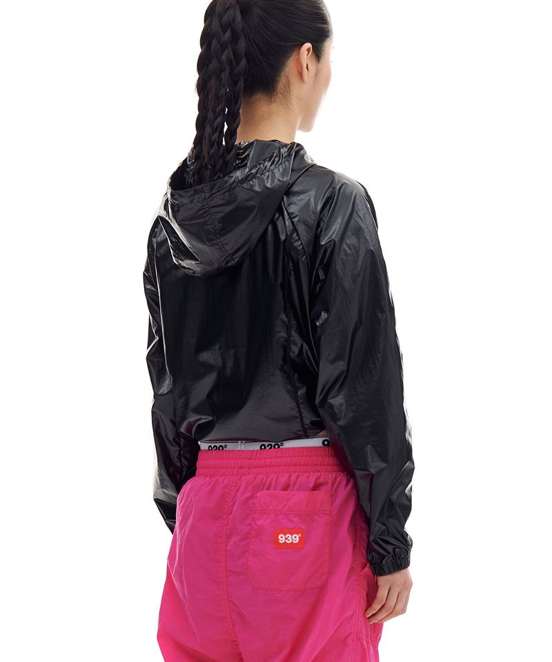 SHEER PACKABLE CROP WINDBREAKER (BLACK)