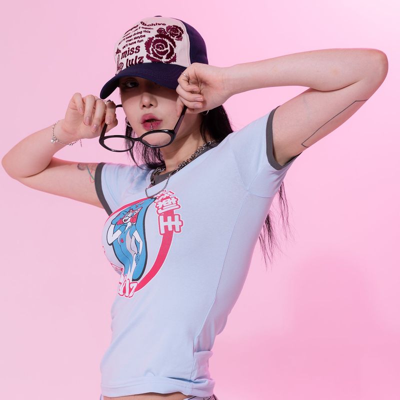misslulz(ミスルルズ)の「Future Friend Slim Fit T-Shirt Sky Blue(Tops)」