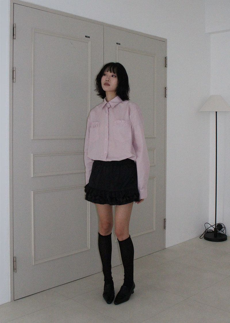 STRIPE FRILL SHIRT