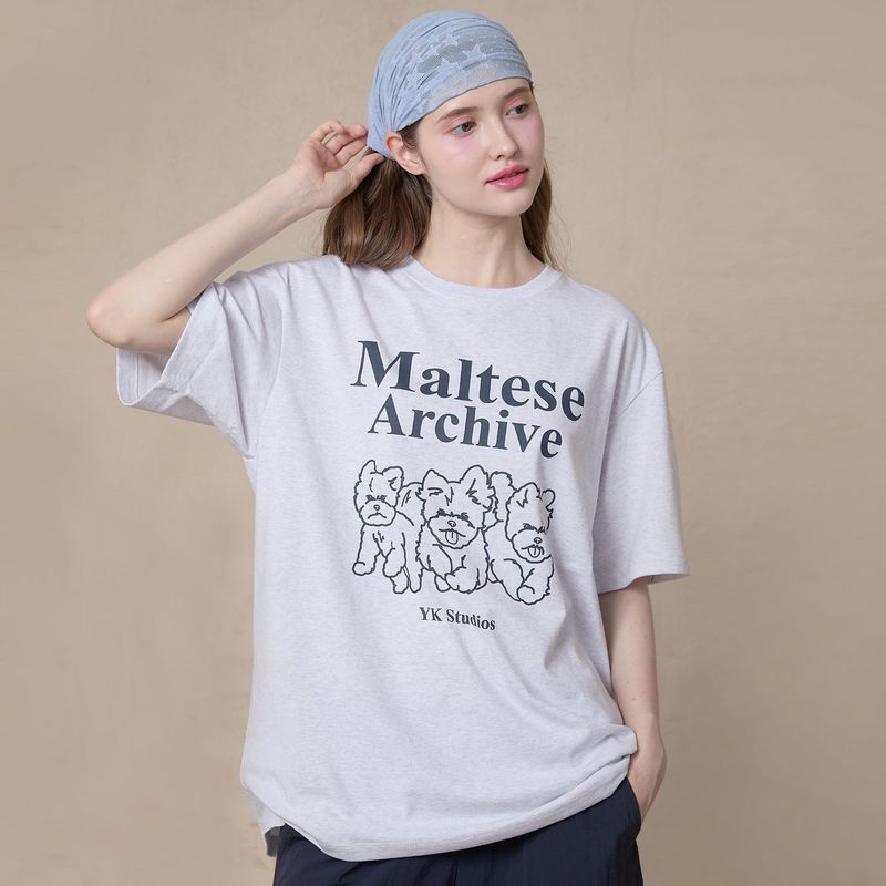 マルチーズアーカイブライングラフィック半袖Tシャツ