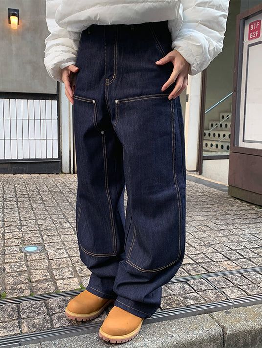 DOUBLE KNEE RAW JEANS (2C)