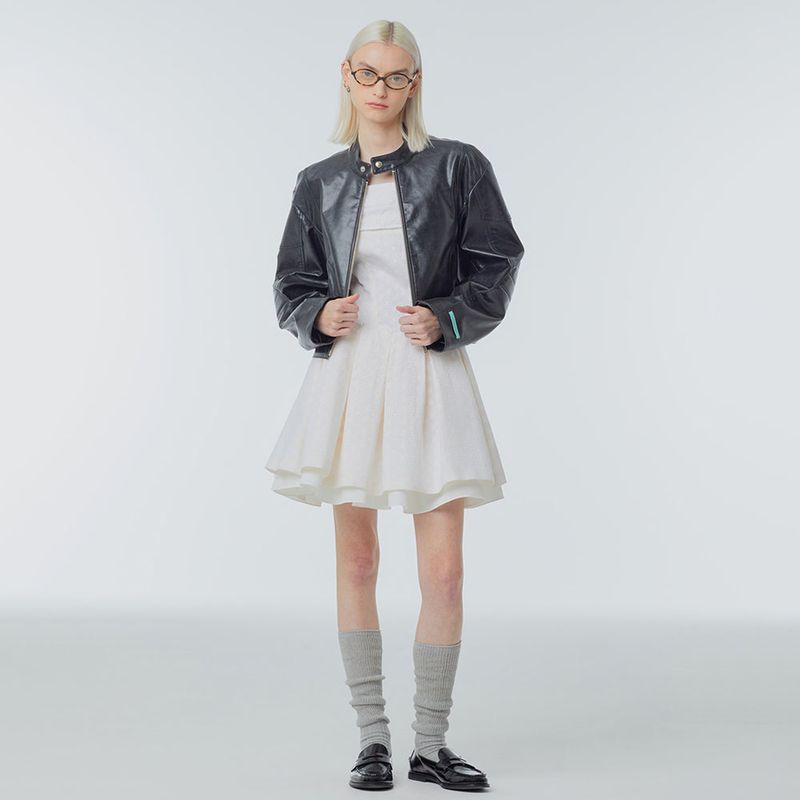 Faux-leather biker jacket