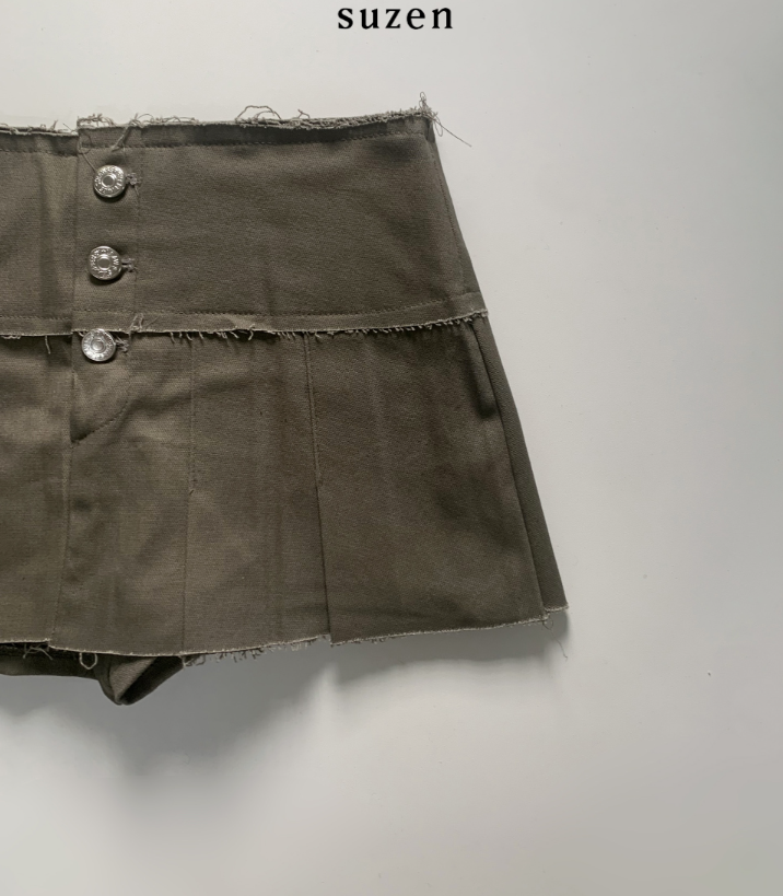 Lenny Button Low-Waist Skirt (Khaki)