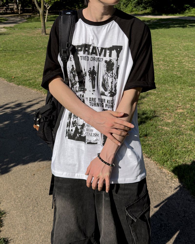 JIIGEUM（ジグム）の「Punk Raglan Short Sleeve T-Shirt（Tops）」