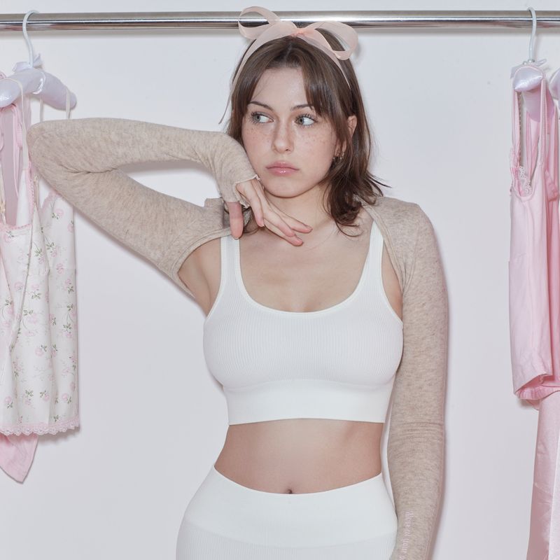 sweatsweet(スウェットスイート)の「SOFT CREAM LETTERING BOLERO - BROWN(Tops)」