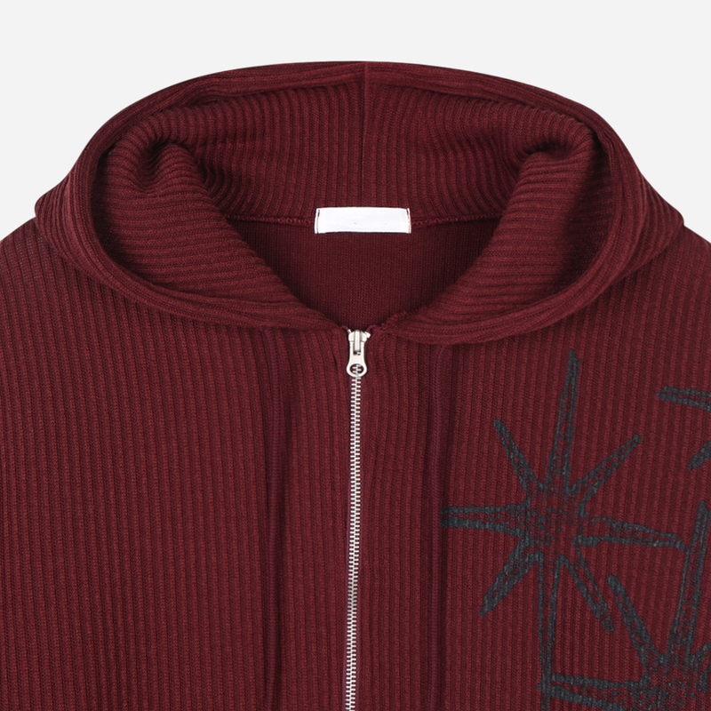 Bloom Cropped Knit Hooded Zip-up