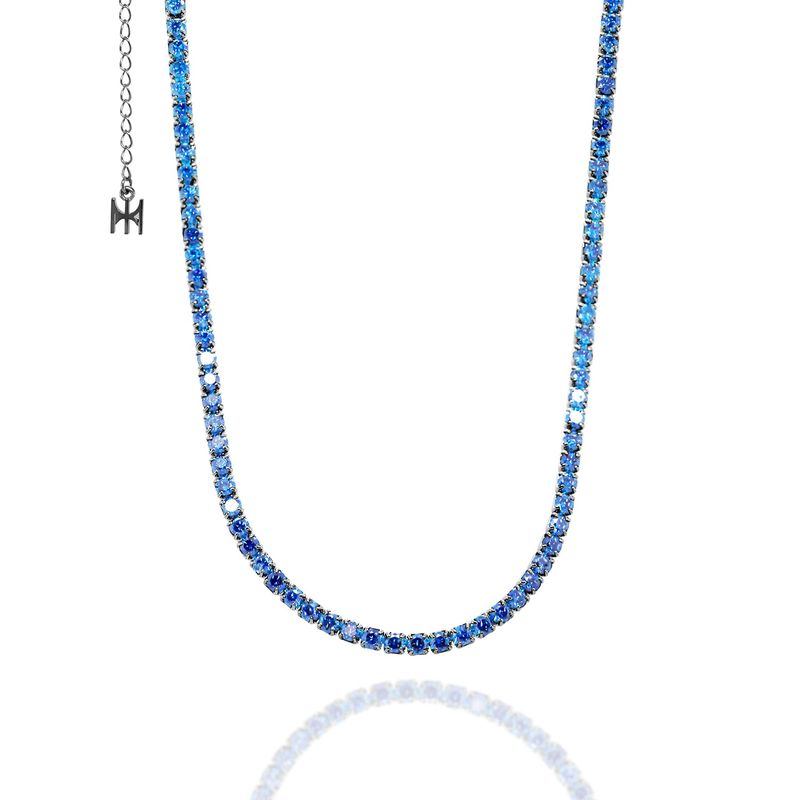 [S925] Blue Mini Tennis Necklace (black silver)