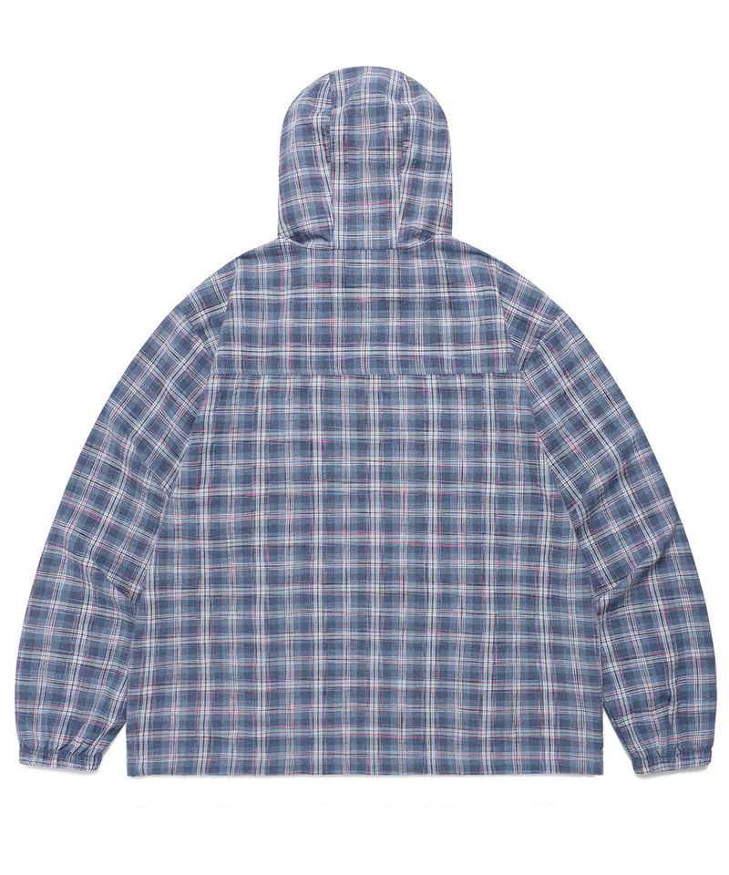 HOODED CHECK WIND BREAKER BLUE(CV2FSUB962A)