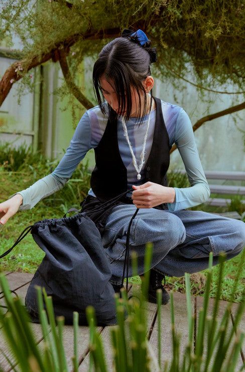 Recycle String Backpack (BLACK)