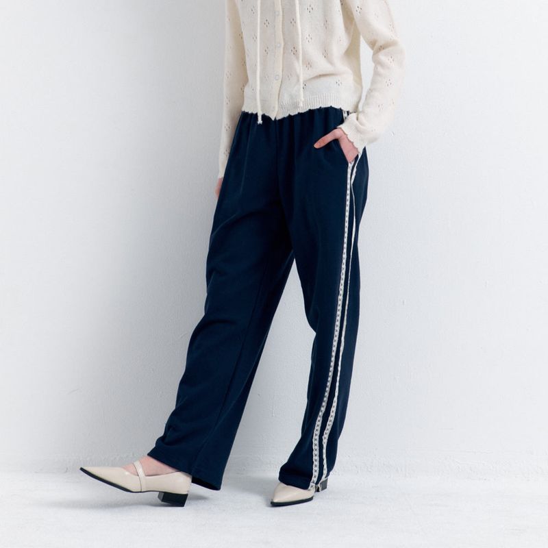 Lace Lining Track Pants_Navy