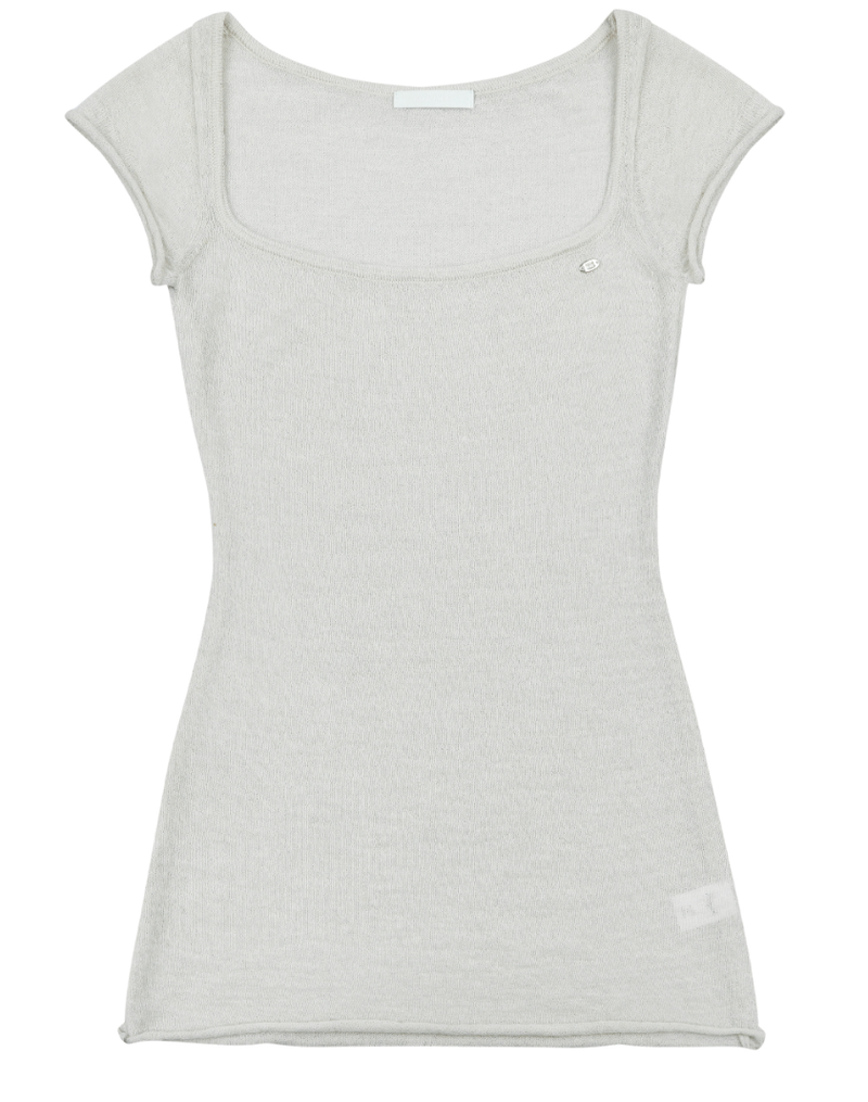 Retro Deep Square-Neck Knit T