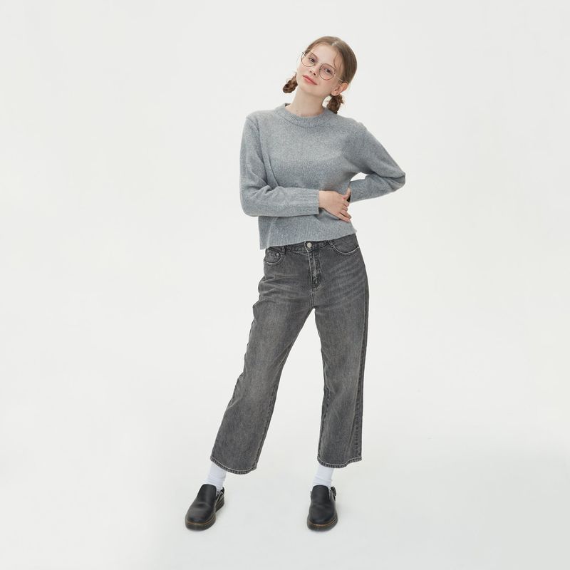 ROUND NECK WOOL KNIT_GRAY