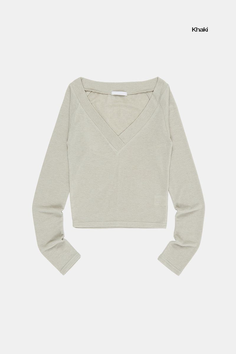 Olga deep V-neck crop long sleeve