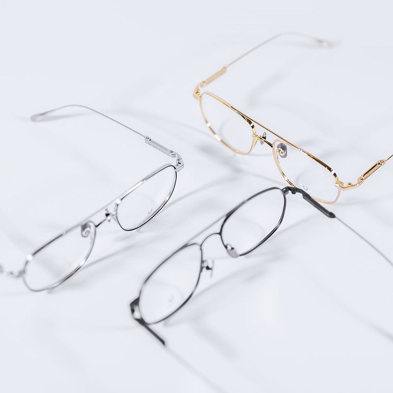 Knouun Square titanium glasses CODE. 102. G Silver