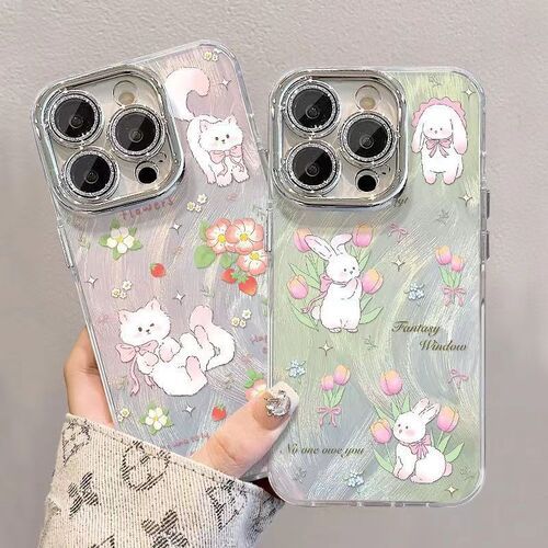 Ribbon Cat & Tulip Deco iPhone Case