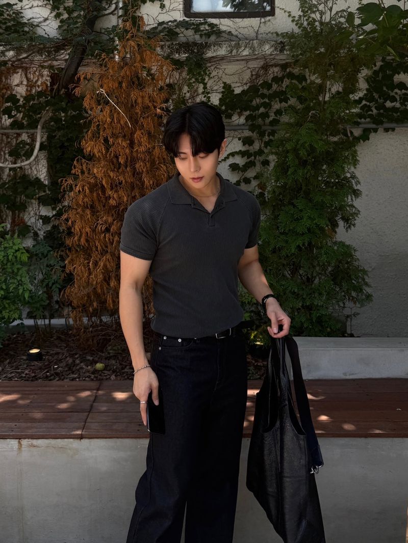 Mon pigment ribbed polo shirt