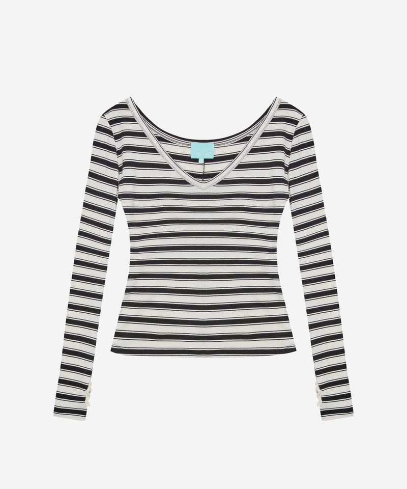 Slim V-neck Stripe Tee