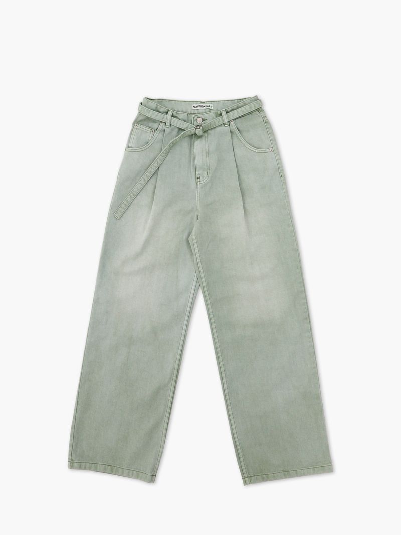 ALARM ONE TUCK BELTED DYEING PANTS MINT_WOMAN