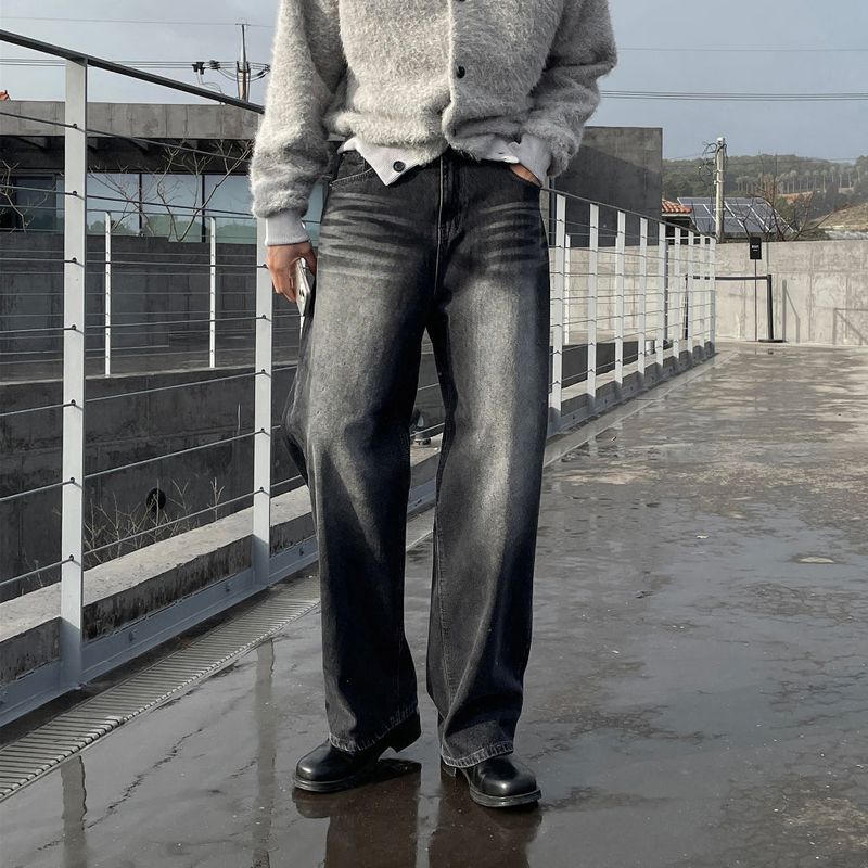 lemenne（ルメンヌ）の「LMN Cuden laser washing wide denim pants (dark gray)（Pants）」