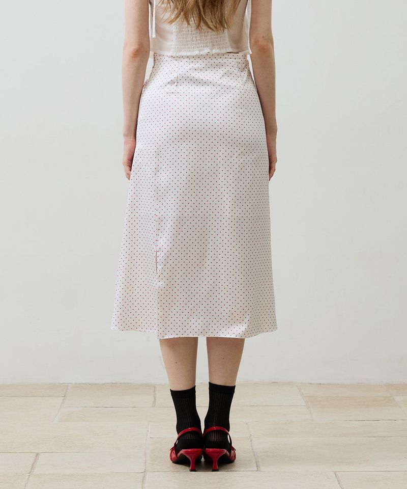 TINY DOT SLIT SKIRT / RED