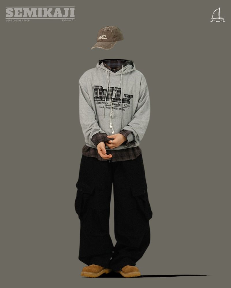 LILY Check Patch Hoody T-shirt