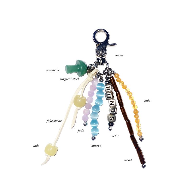 mushroom gemstone keyring (green)