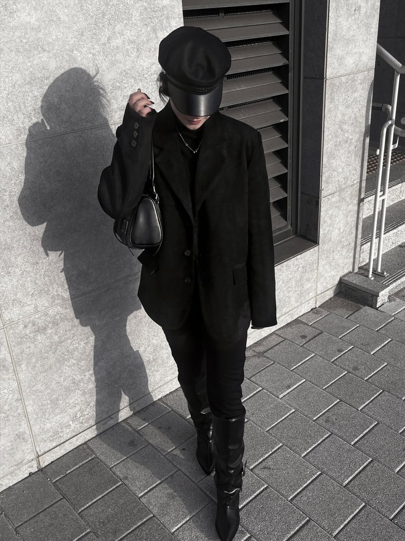 line suede blazer jacket (2color)