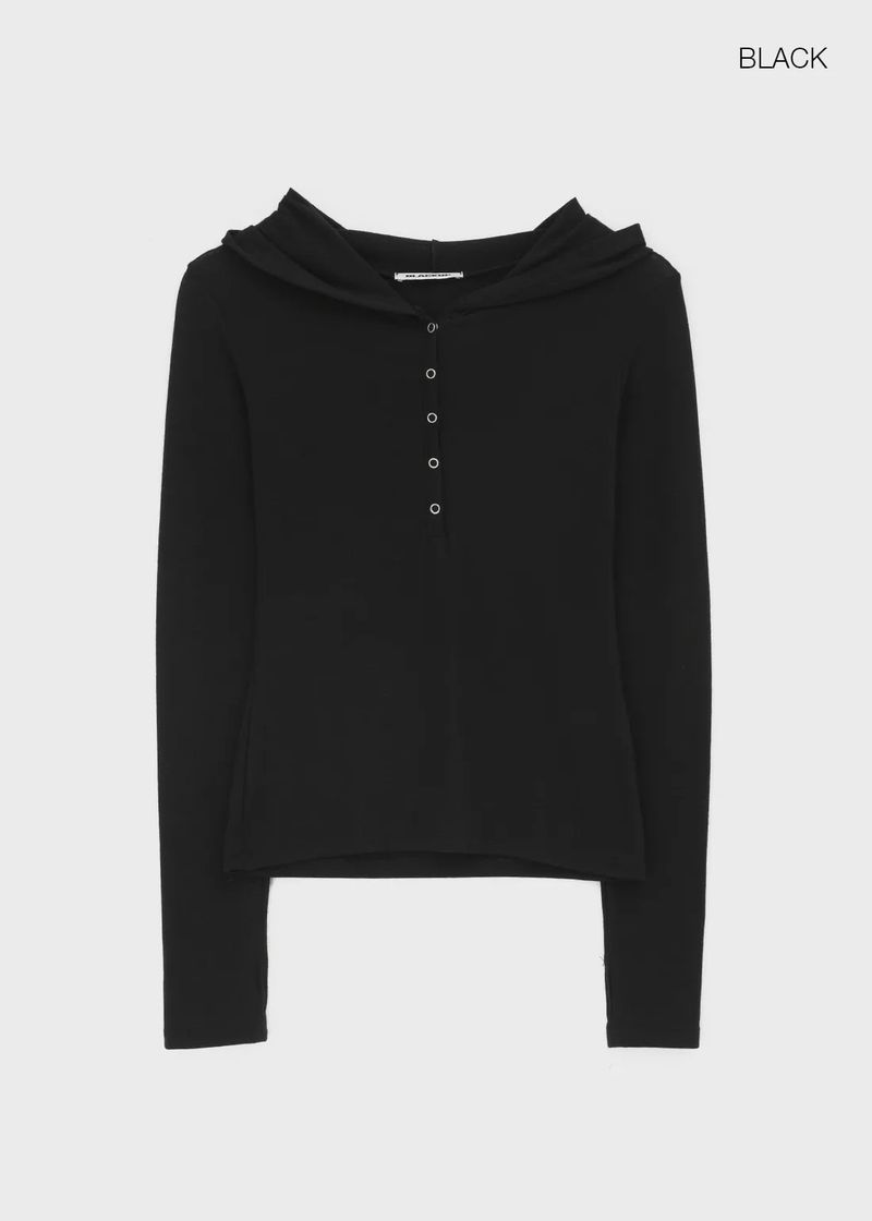 [MADE] Aki Hoodie Snap Long Sleeve T-Shirt