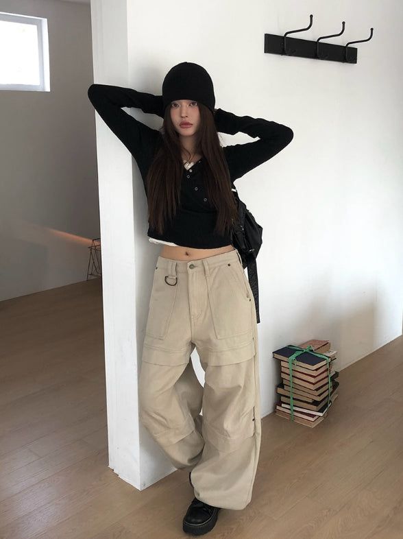 ブリム起毛ラップボタンフーディ