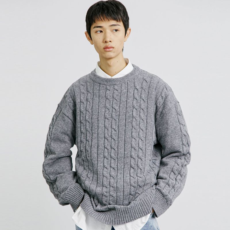 FTTS CHAIN CABLE SWEATER GREY