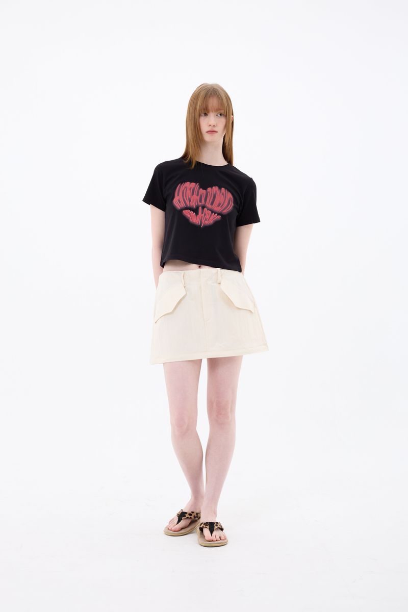 DOUBLE CUT CAGO SKIRT / IVORY